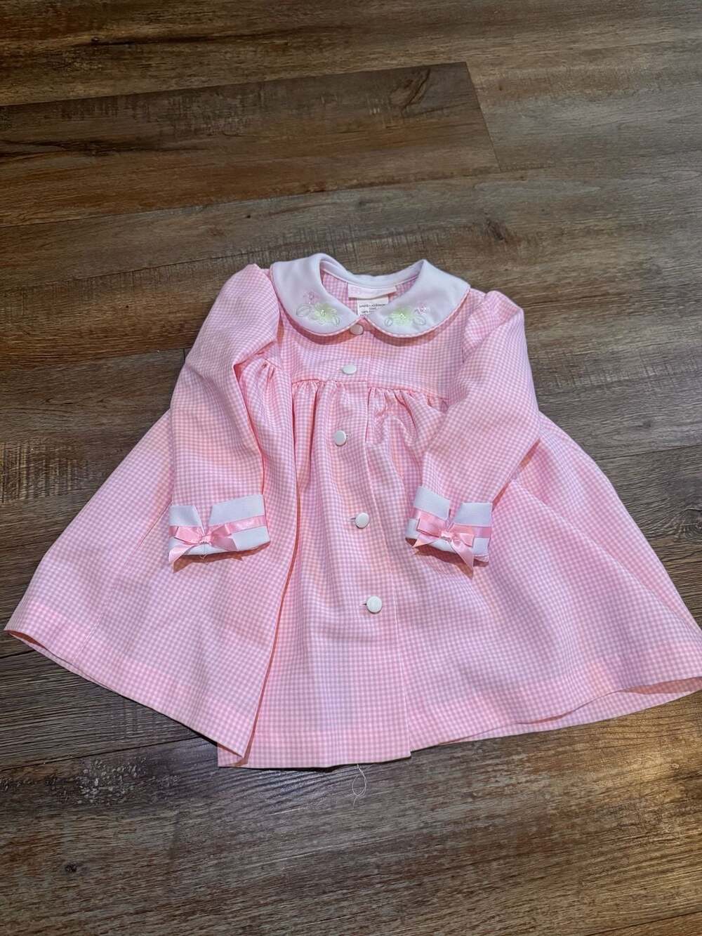 Bonnie Baby Pink Gingham Smocked Dress Size 24M